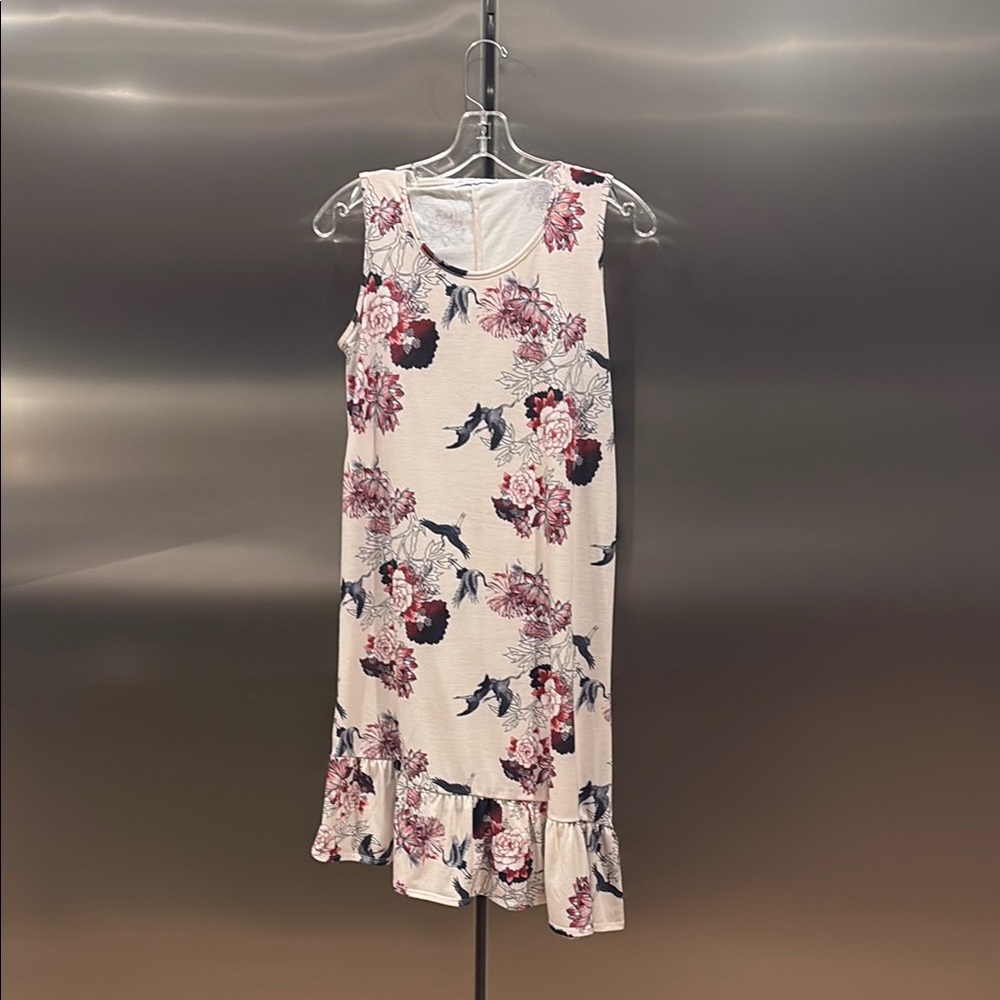 Floral Sleeveless Dress - Pink and White